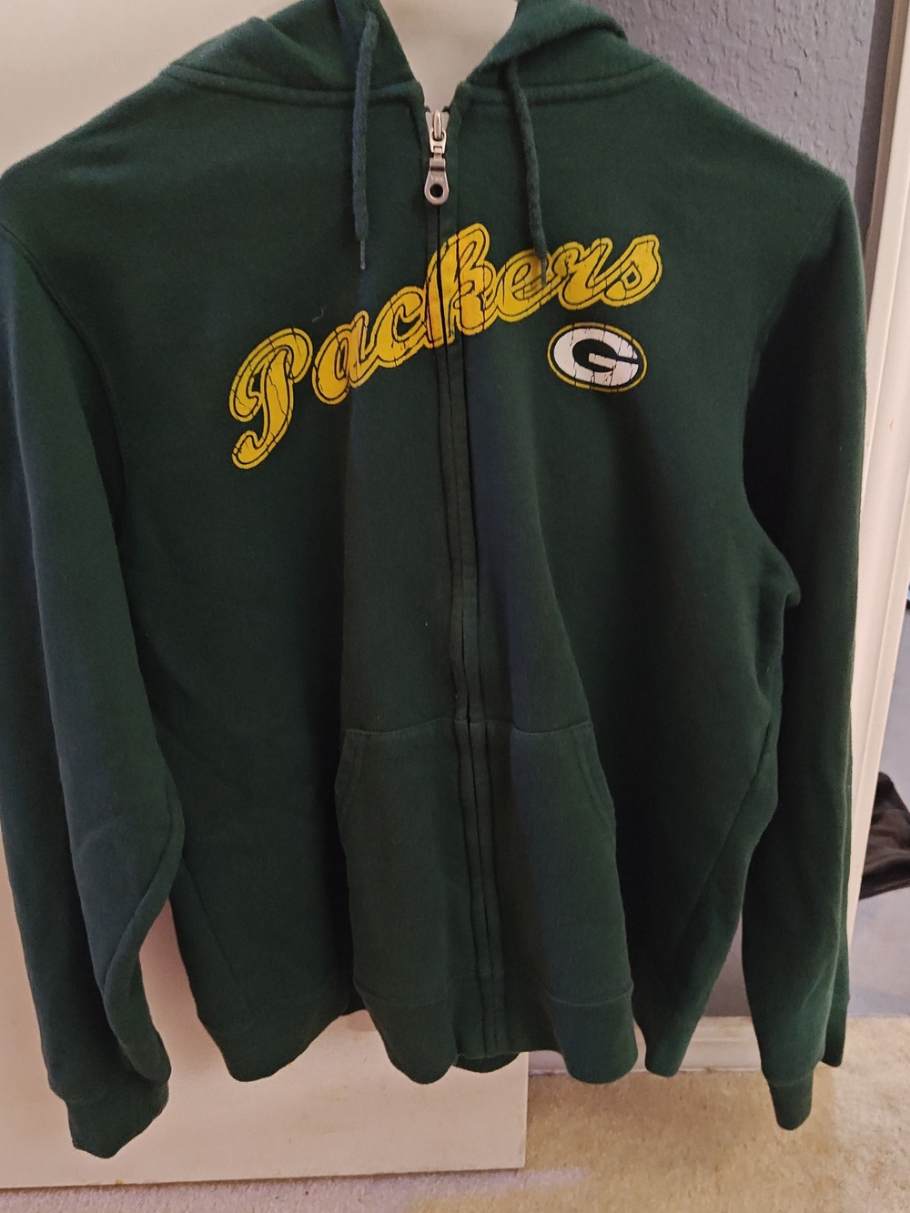 Greenbay Packers Zip-Up Hoodie with Yellow Logo Y2k